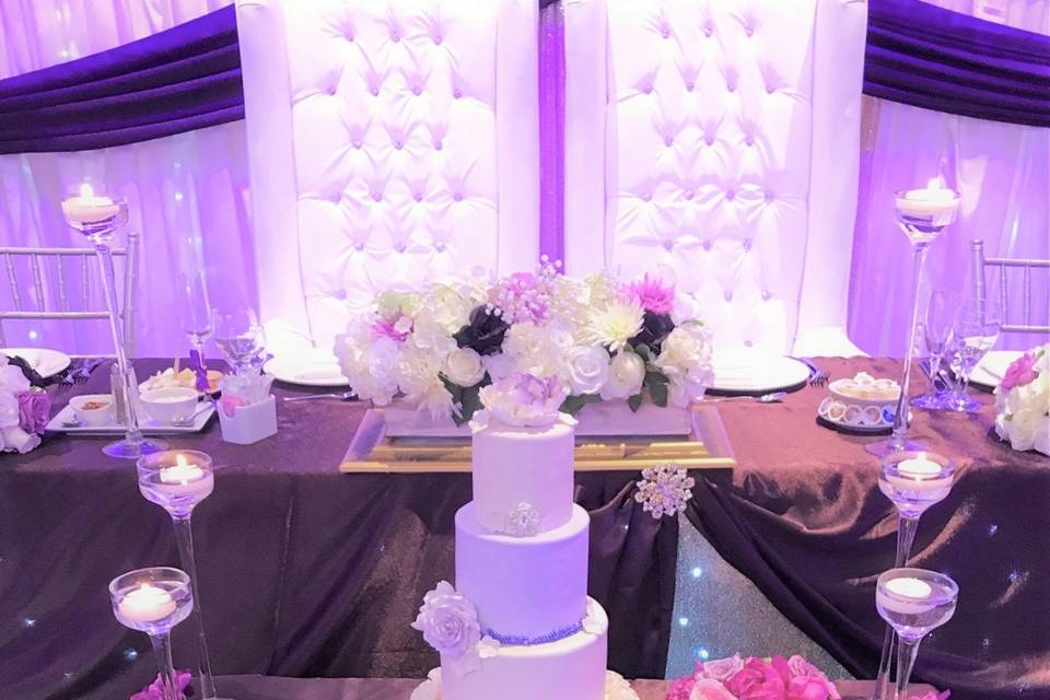 Purple theme candles w/ floral