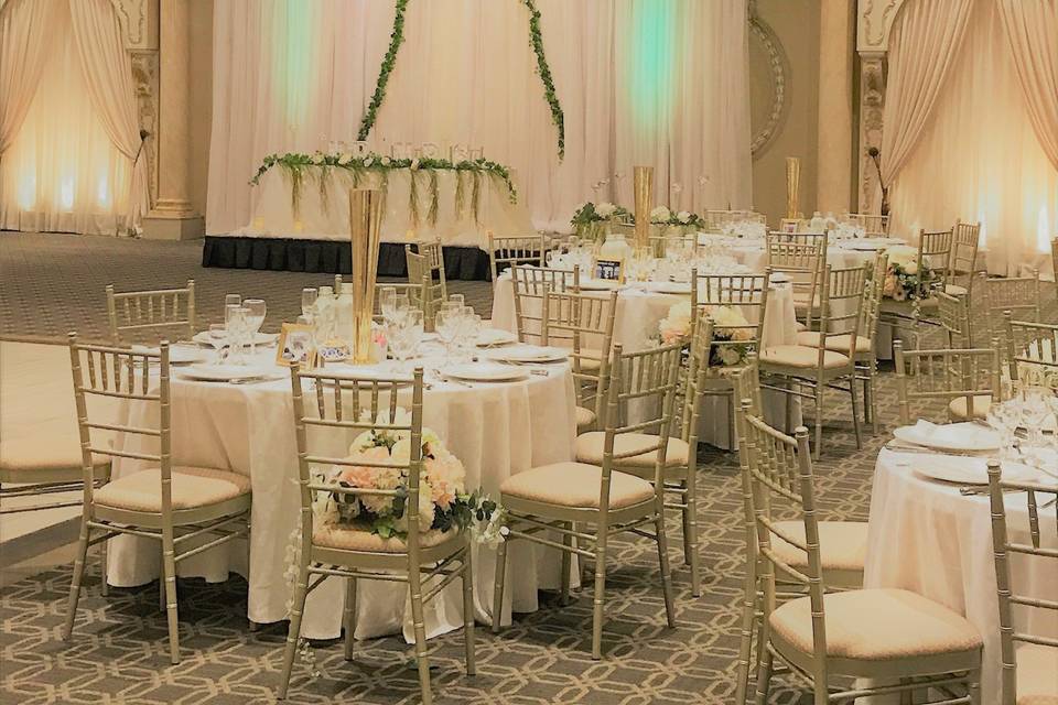 White drapes wedding design