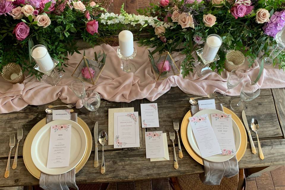 Purple and pink centerpiece