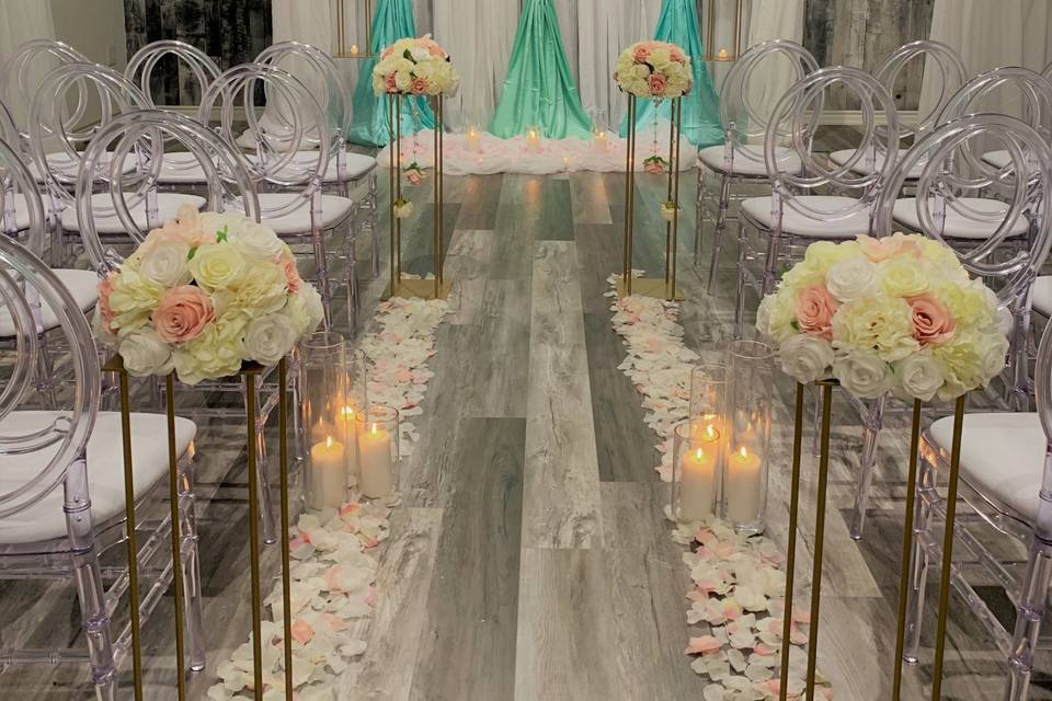 Mint and blush wedding bac