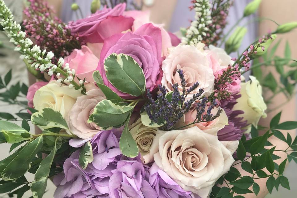 Purple white bouquet floral