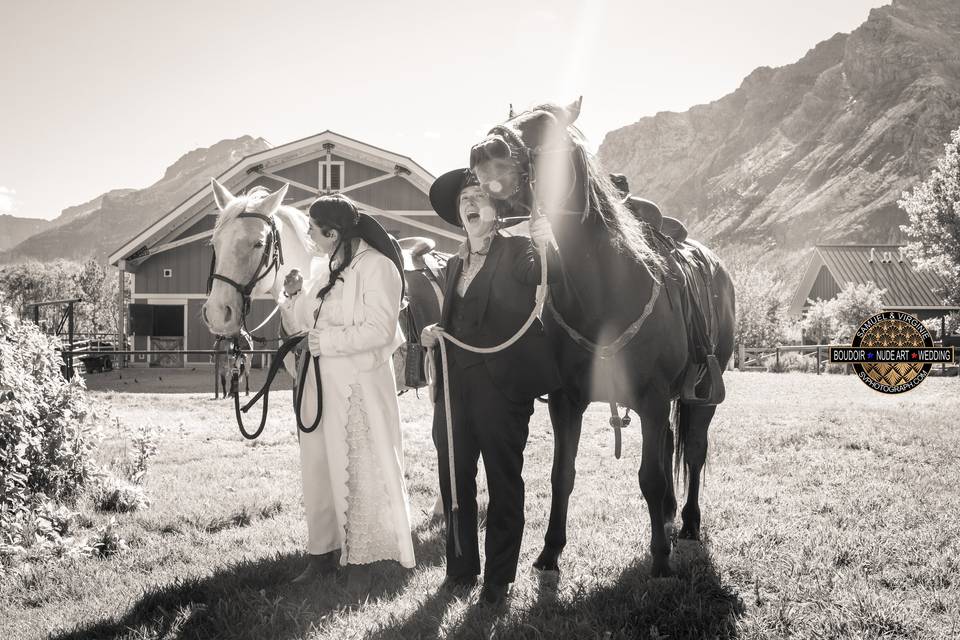 Horse riding wedding