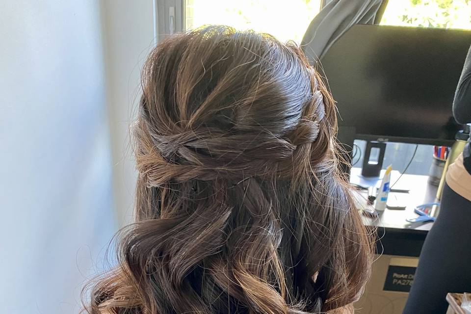 Half updo with curls