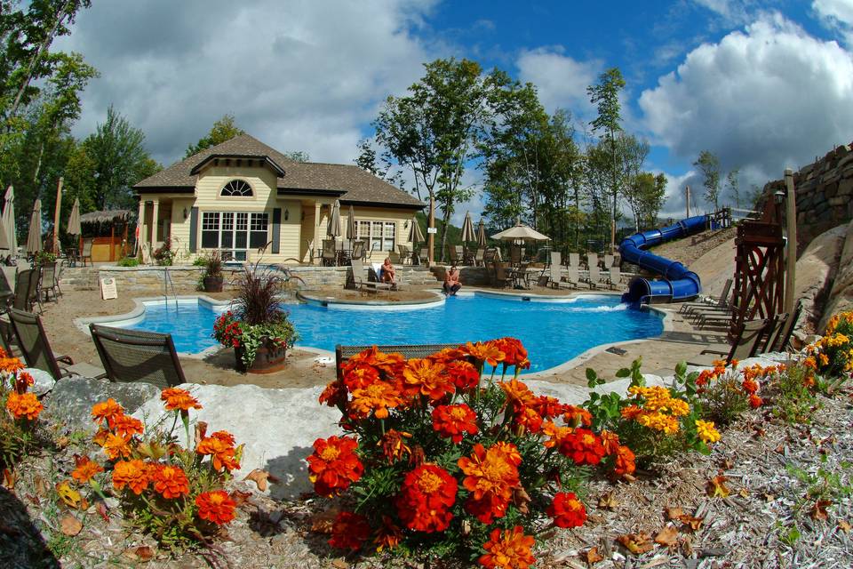 Pool with waterslide