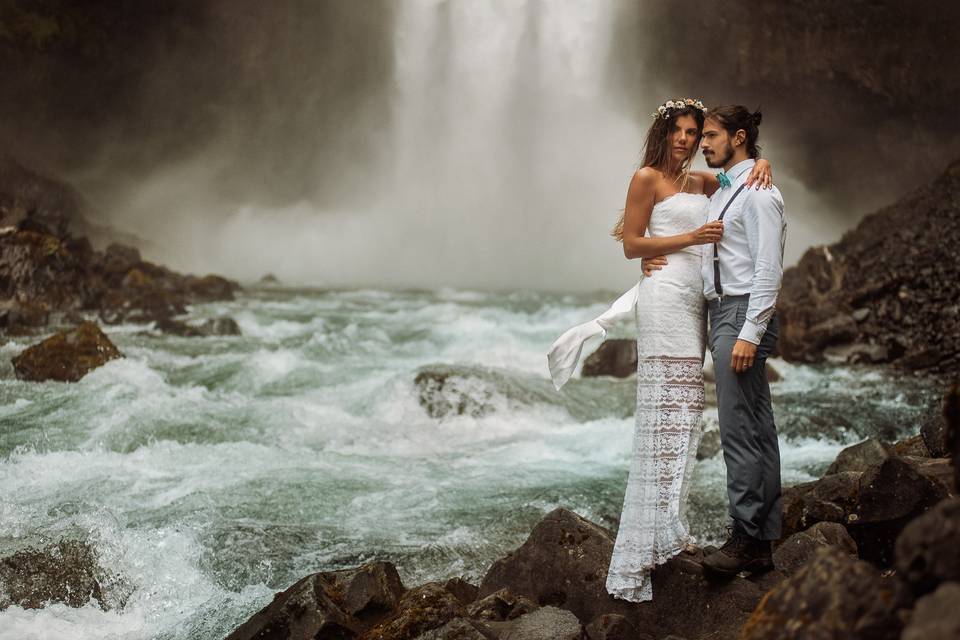 Waterfall elopement photos