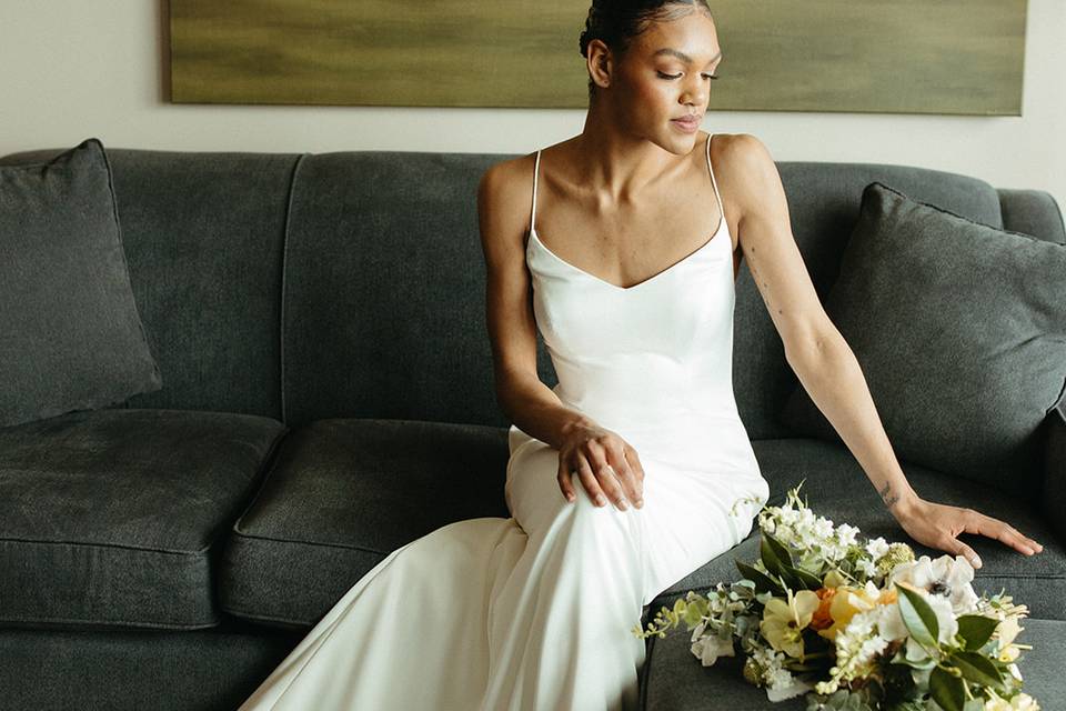 Bride in guest room