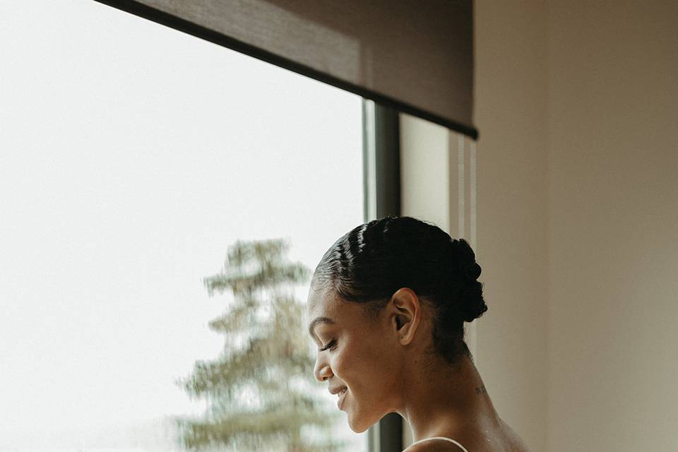 Bride on balcony