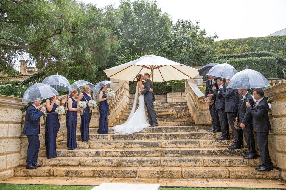 A rainy wedding day