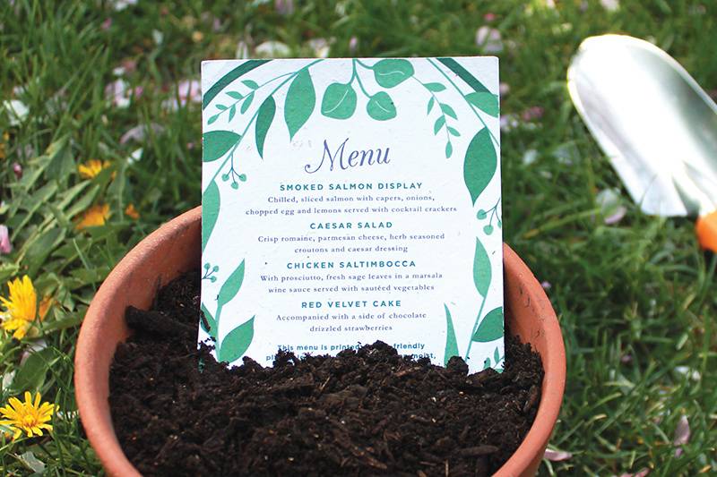 Seed Paper Wedding Menus