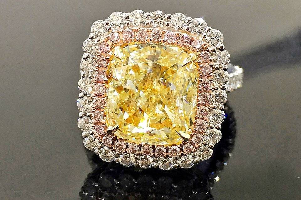 Yellow Cushion Diamond Ring