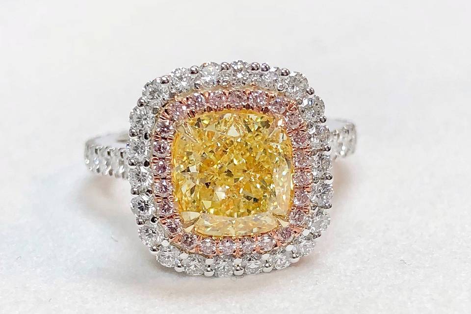 Yellow Cushion Diamond Ring