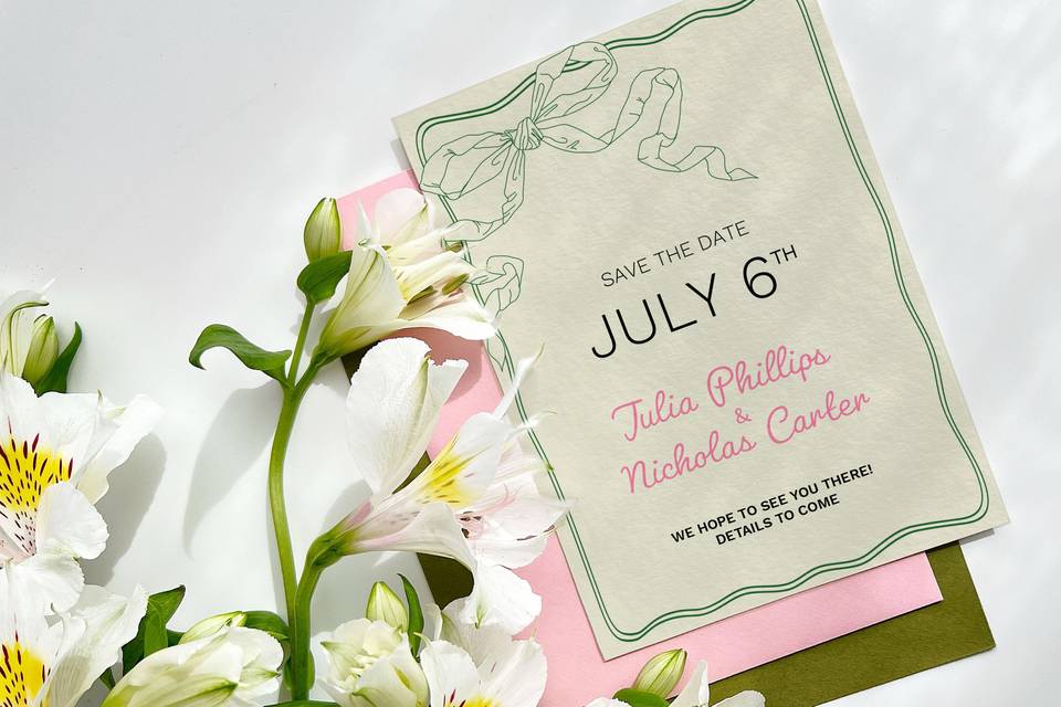 Dainty Bows Save the Date