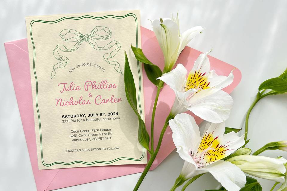 Dainty Bows Wedding Invite