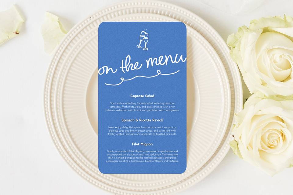 Bubbly Wedding Dinner Menu