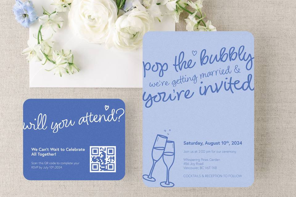 Bubbly Wedding Invite + RSVP