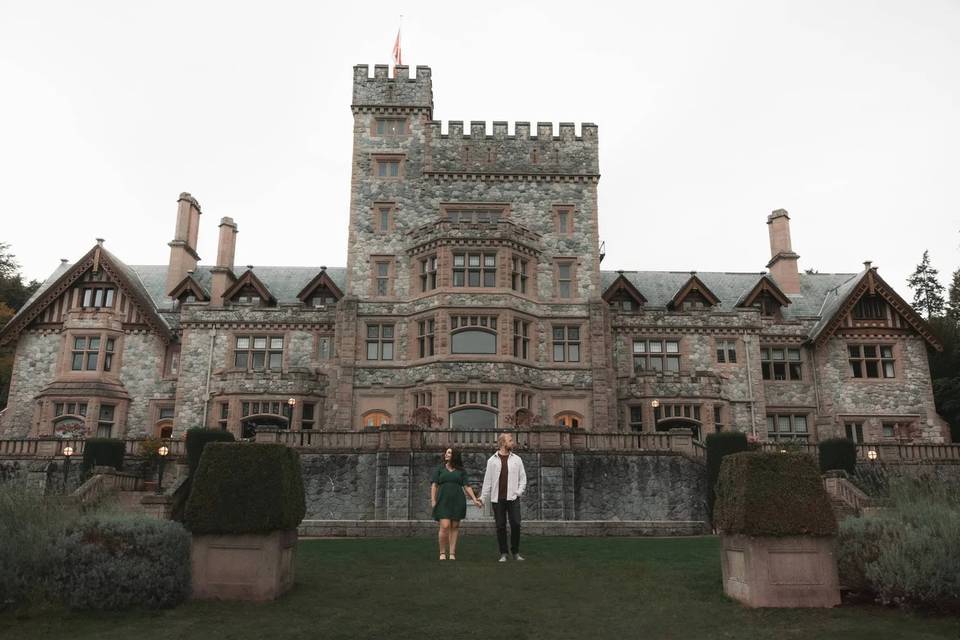 Couple portrait at a castle
