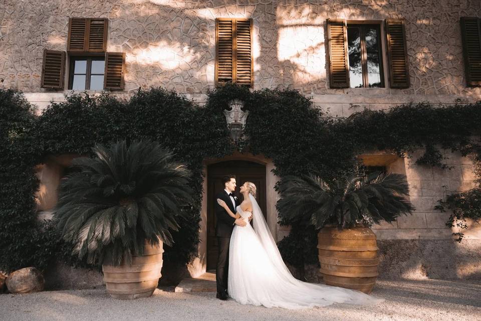 Wedding day embrace