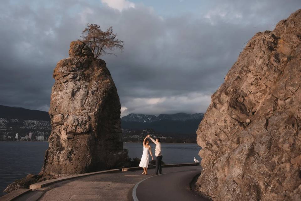 Waterfront couple portrait