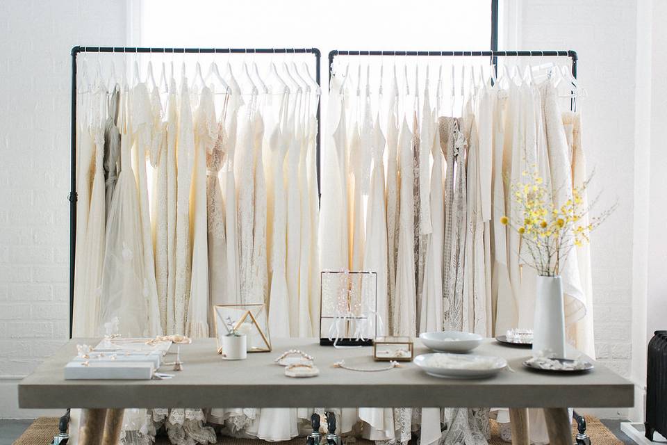 Our racks of beautiful gowns