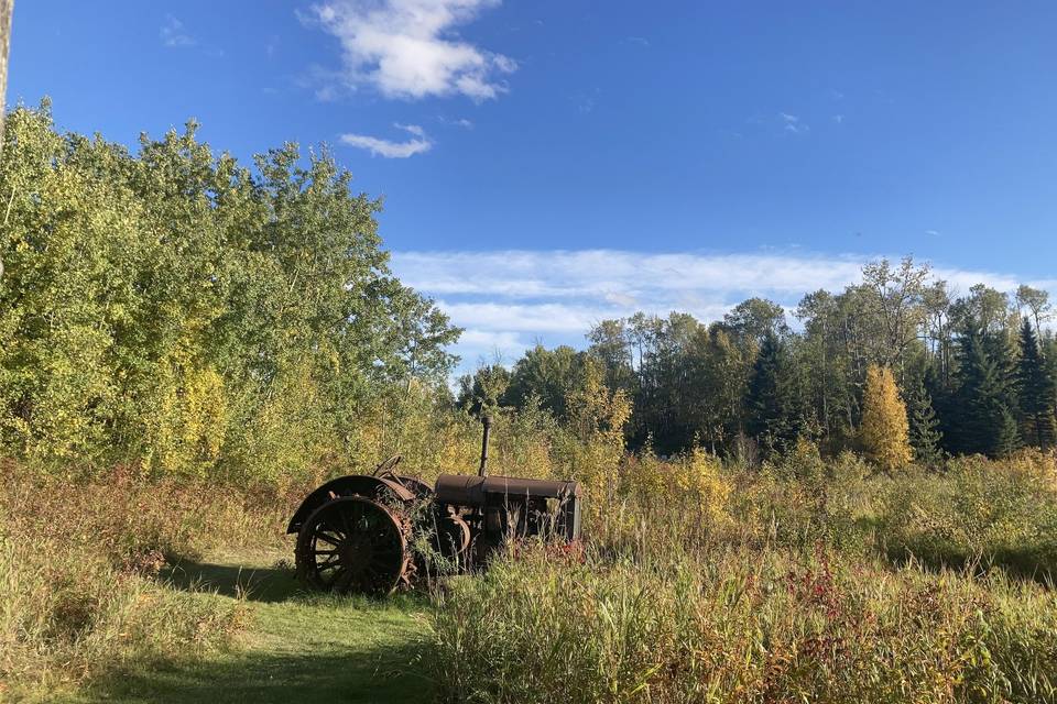 1920's tractor in rustic area