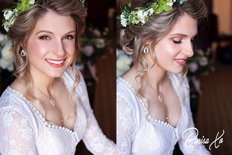 Wavy hair with flower crown