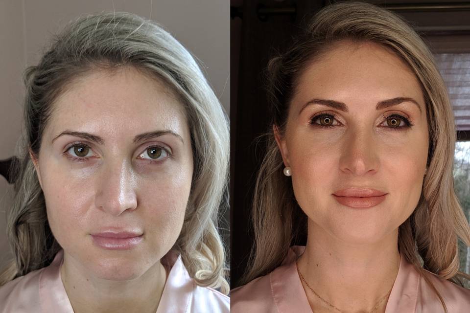 Wedidng makeup before and after