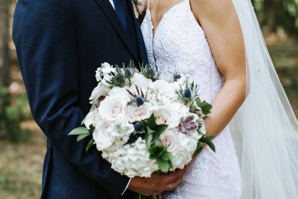 Navy and succulents bouquet