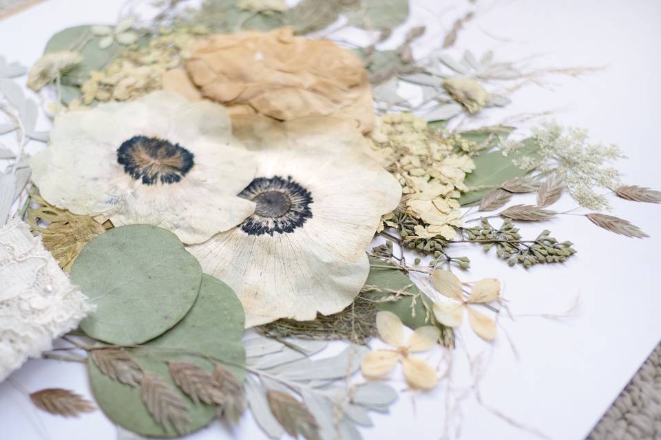 Pressed wedding bouquet