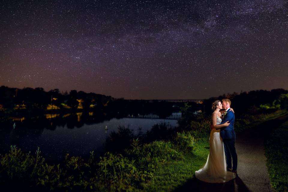 Night time wedding stars