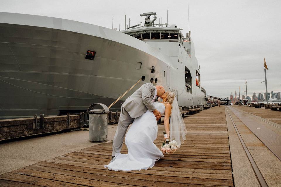 Boat kiss - West Coast Wedding Photography