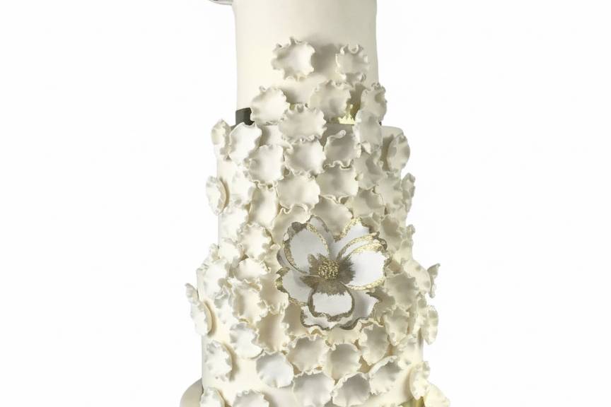 Rose Petals Tall wedding cake.
