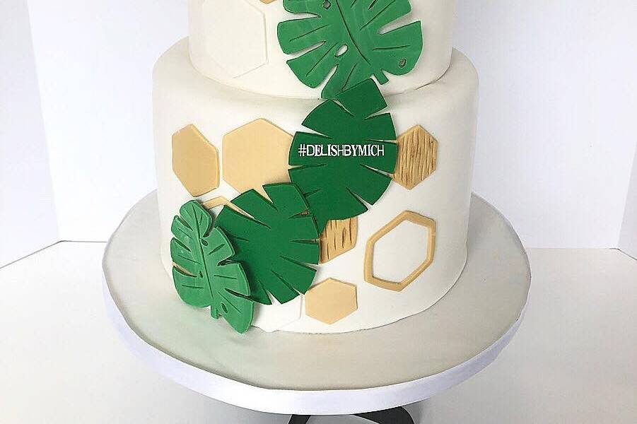 Geometric Palm Leaf Cake