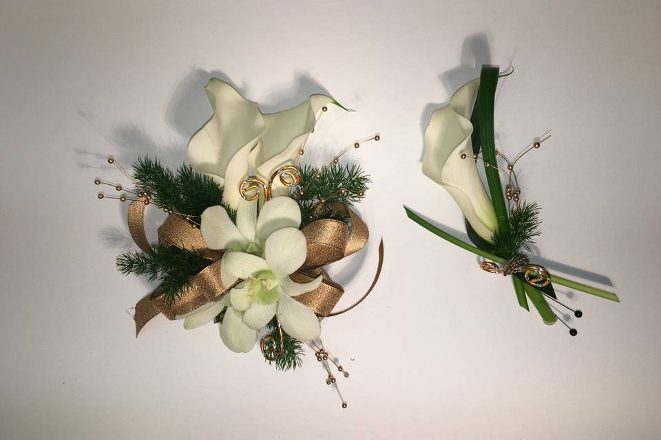 Rustic corsage and boutonnière set