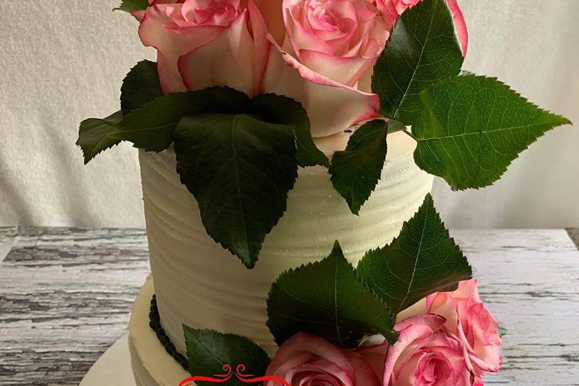 Pink rose cake