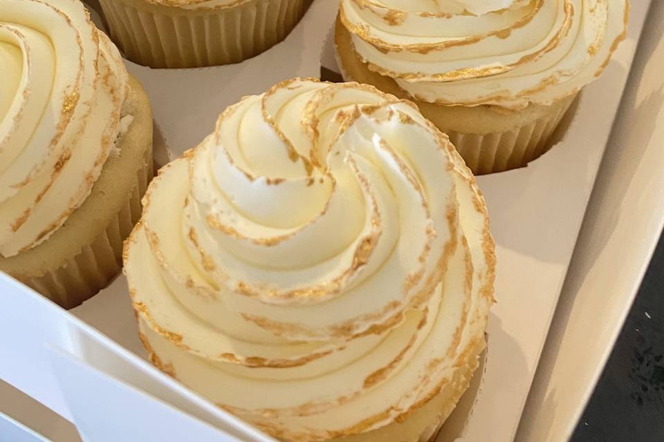 Gold and White Cupcake