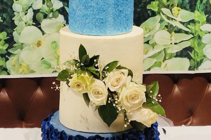 Blue Glitter Wedding Cake