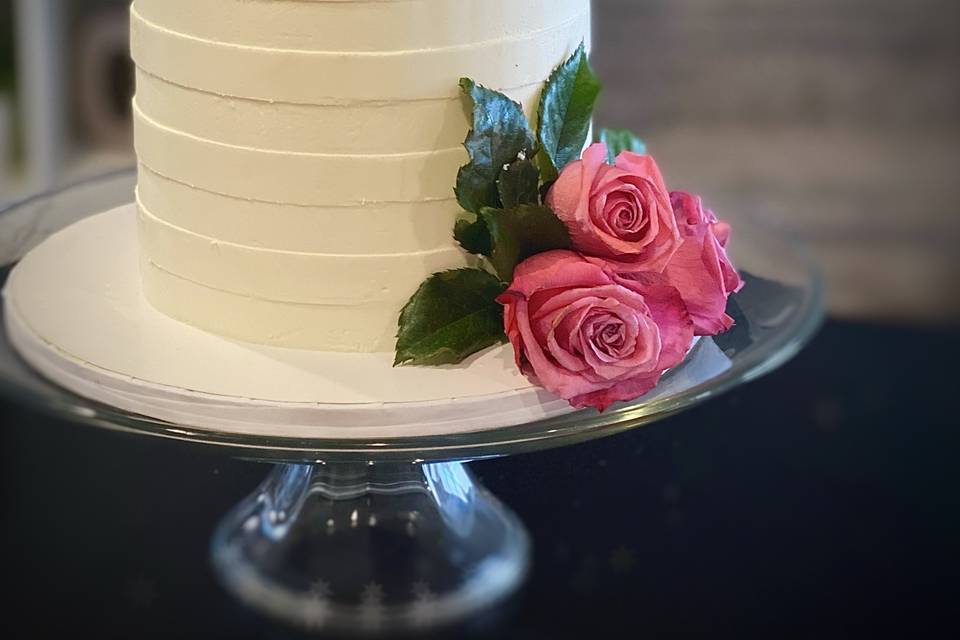 Simple Rose Wedding Cake