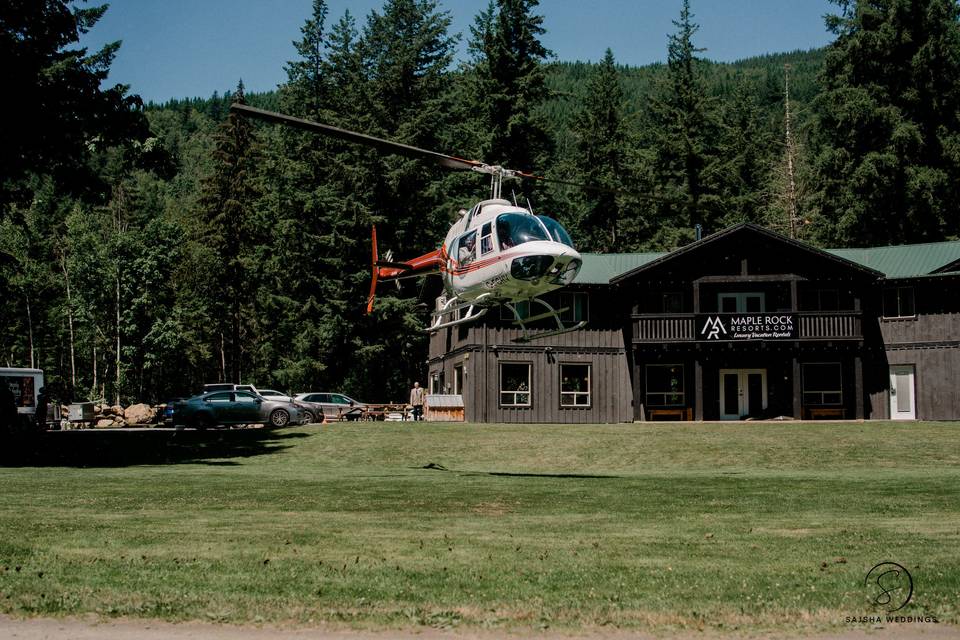 Helicopter arrival