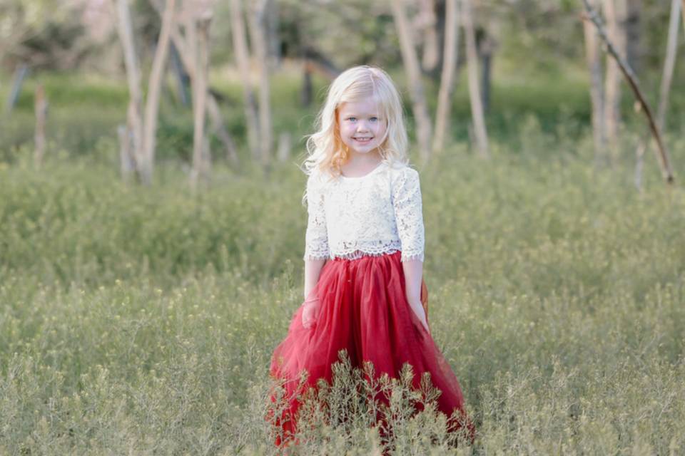 Burgundy Tulle Flower Girl