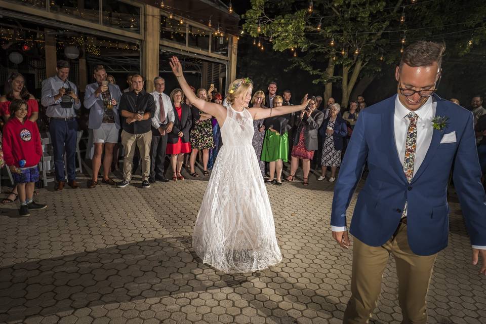 Checking her dress