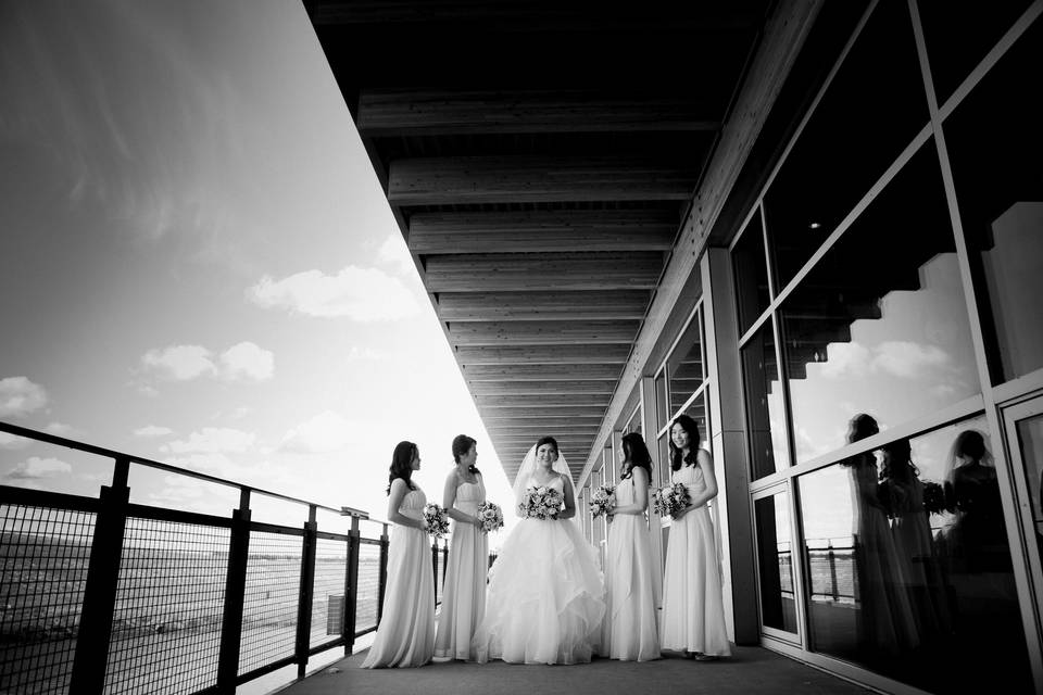 Bride and bridesmaids