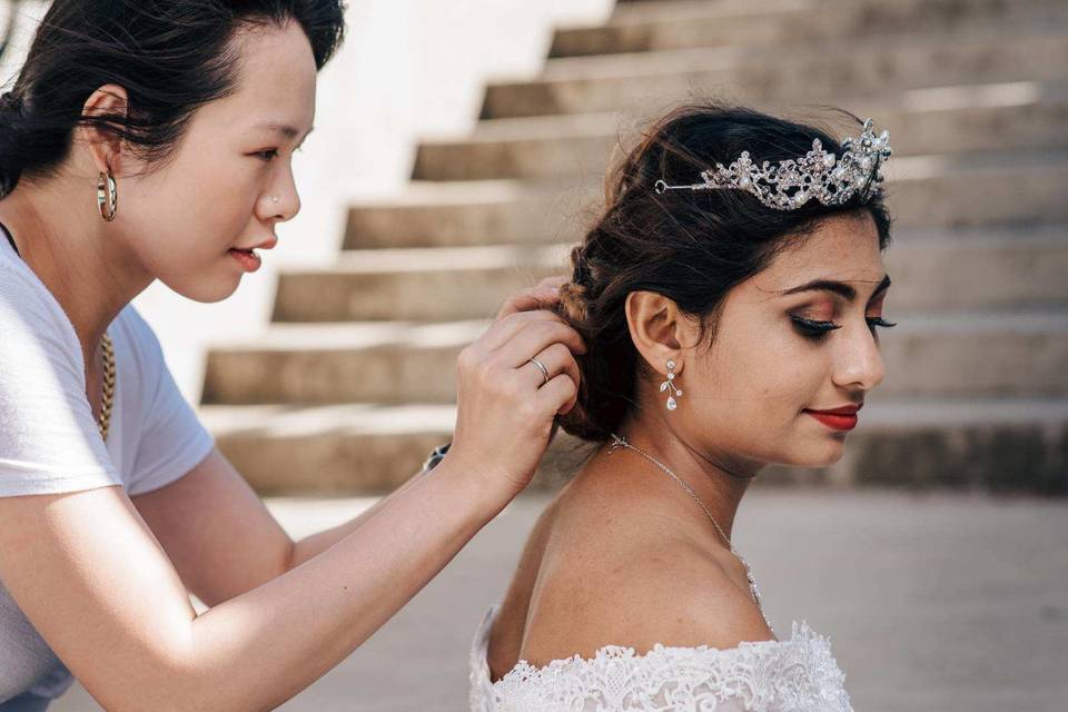 Bridal hair and makeup by Ora