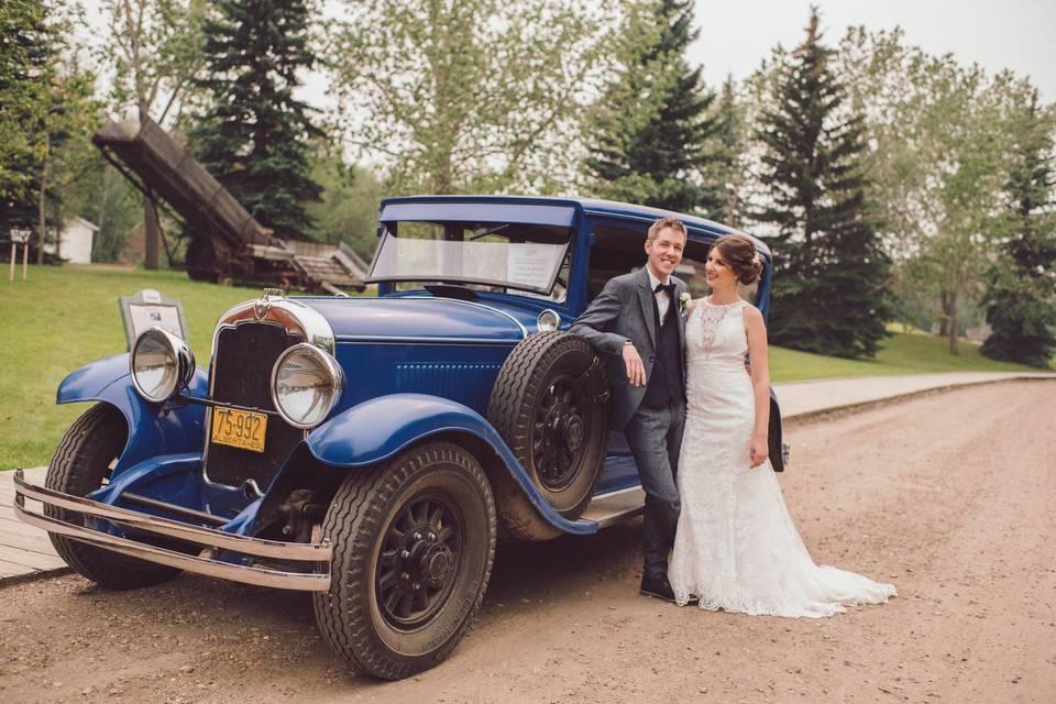 Antique wedding car