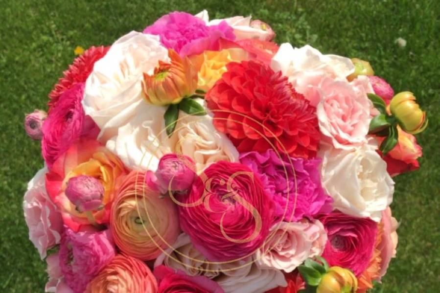 Colourful bridal bouquet