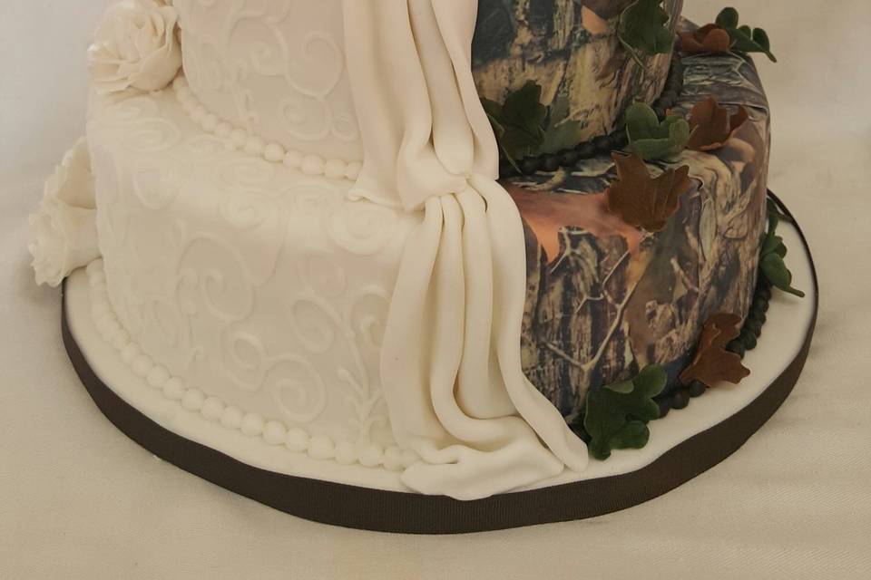 Camouflage and rose cake