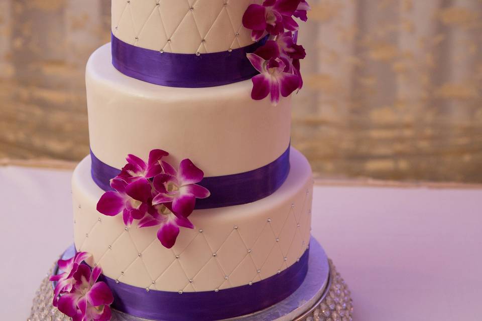 Purple embellished cake