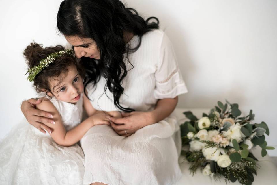 Bride and flower girl