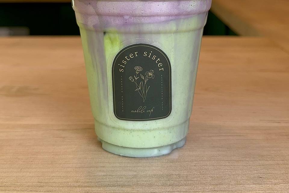 Matcha Latte + Blueberry Foam