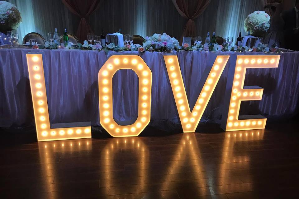 LOVE marquee letters