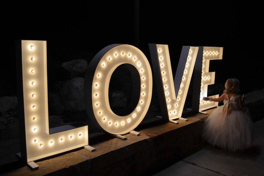 Love marquee letters lit